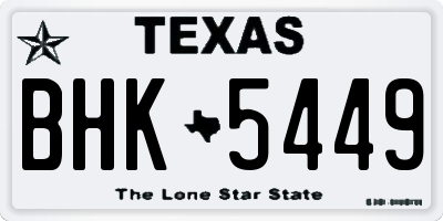 TX license plate BHK5449
