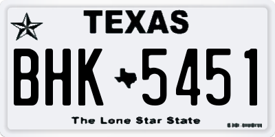 TX license plate BHK5451
