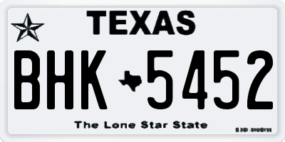 TX license plate BHK5452