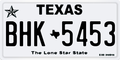 TX license plate BHK5453