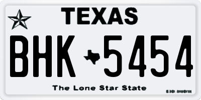 TX license plate BHK5454