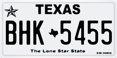 TX license plate BHK5455