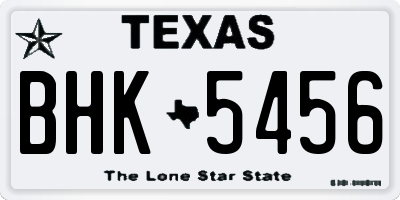 TX license plate BHK5456