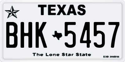 TX license plate BHK5457