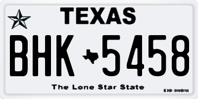 TX license plate BHK5458