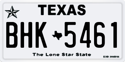 TX license plate BHK5461