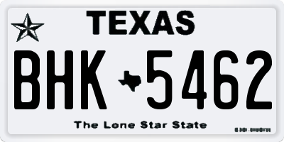 TX license plate BHK5462