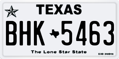 TX license plate BHK5463