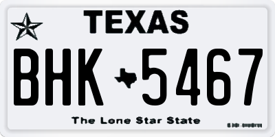 TX license plate BHK5467