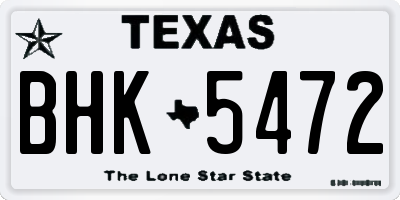 TX license plate BHK5472