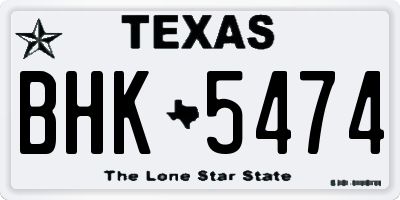 TX license plate BHK5474