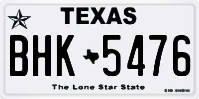 TX license plate BHK5476