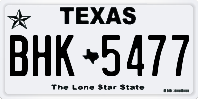 TX license plate BHK5477