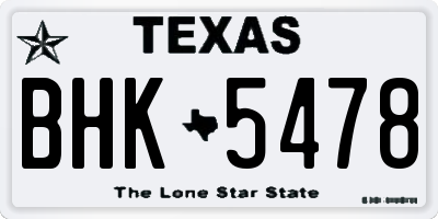 TX license plate BHK5478