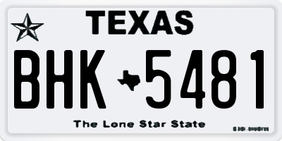 TX license plate BHK5481