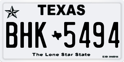TX license plate BHK5494