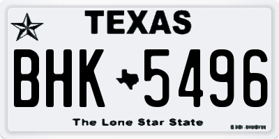 TX license plate BHK5496