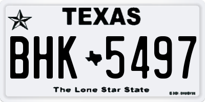 TX license plate BHK5497