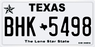 TX license plate BHK5498