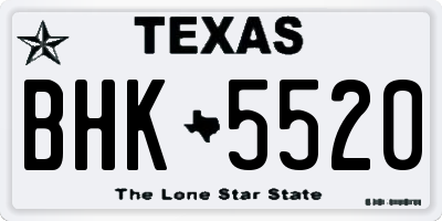 TX license plate BHK5520