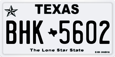 TX license plate BHK5602