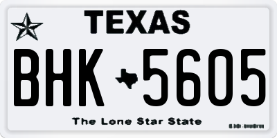 TX license plate BHK5605