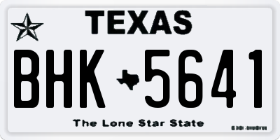 TX license plate BHK5641