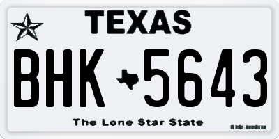 TX license plate BHK5643