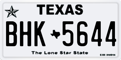 TX license plate BHK5644