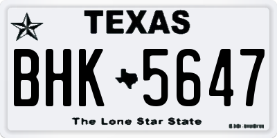 TX license plate BHK5647