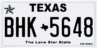 TX license plate BHK5648
