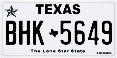 TX license plate BHK5649