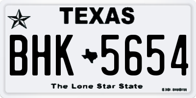 TX license plate BHK5654