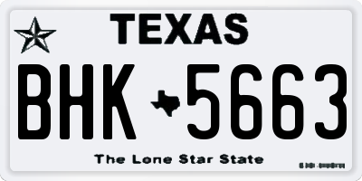 TX license plate BHK5663