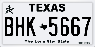 TX license plate BHK5667