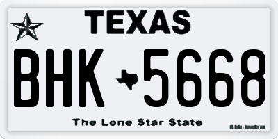 TX license plate BHK5668