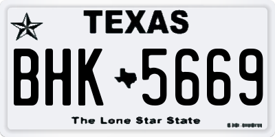 TX license plate BHK5669