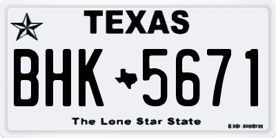 TX license plate BHK5671