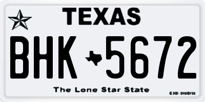 TX license plate BHK5672