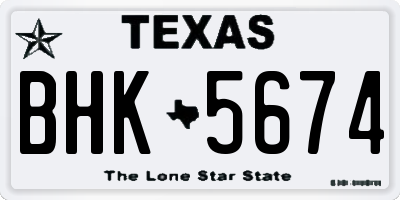 TX license plate BHK5674
