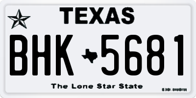 TX license plate BHK5681