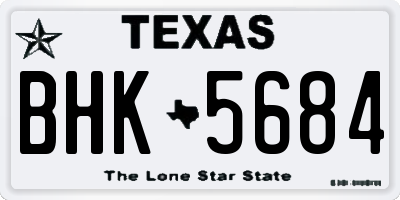 TX license plate BHK5684