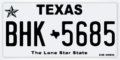 TX license plate BHK5685