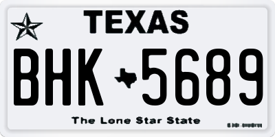 TX license plate BHK5689