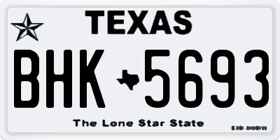 TX license plate BHK5693