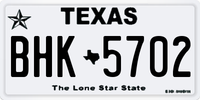 TX license plate BHK5702