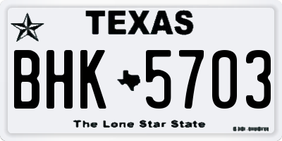 TX license plate BHK5703