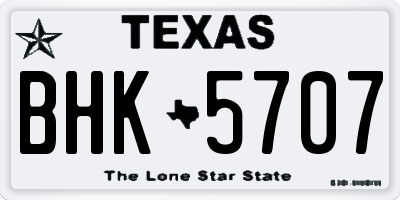 TX license plate BHK5707