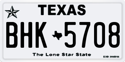 TX license plate BHK5708
