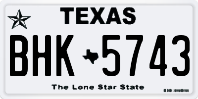 TX license plate BHK5743